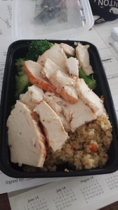Super filling! Rice/quinoa dish with broccoli and chicken. I think I may have over microwaved the chicken... it got a little dry!
