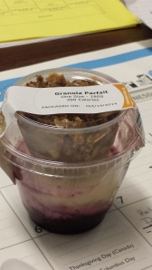 Granola/Yogurt/Berry parfait. Thought it was a little small, but honestly filled me and was so good!